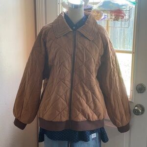 NWOT HELLADA Brown Quilted Cotton Jacket Size XXL